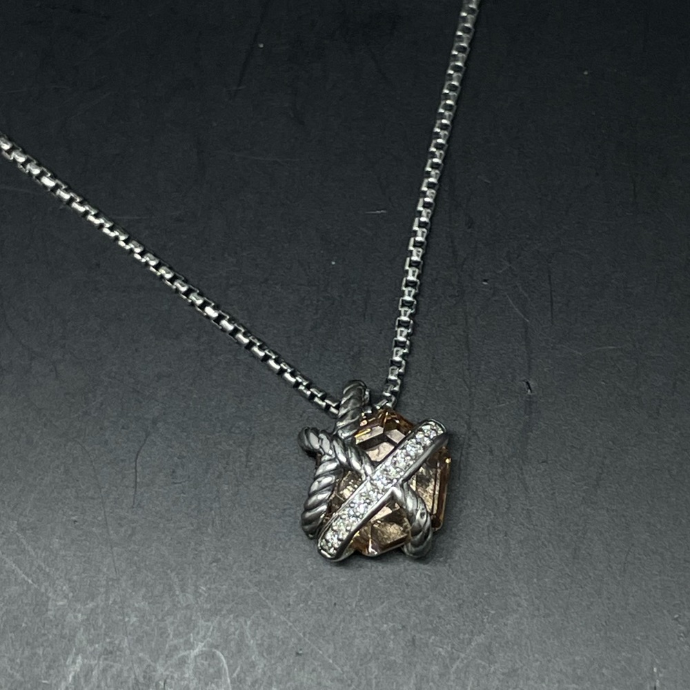 David Yurman Cable Wrap Morganite & Diamonds Necklace 16"-17"